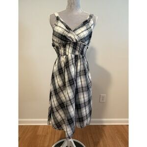 LanZ‎ Vintage Plaid Sleeveless Dress Women's Sz 1x Preppy Boho Beach Sheer New